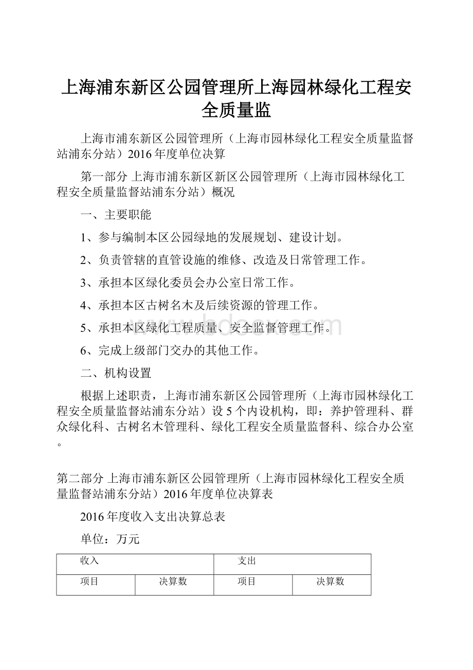 上海浦东新区公园管理所上海园林绿化工程安全质量监.docx_第1页