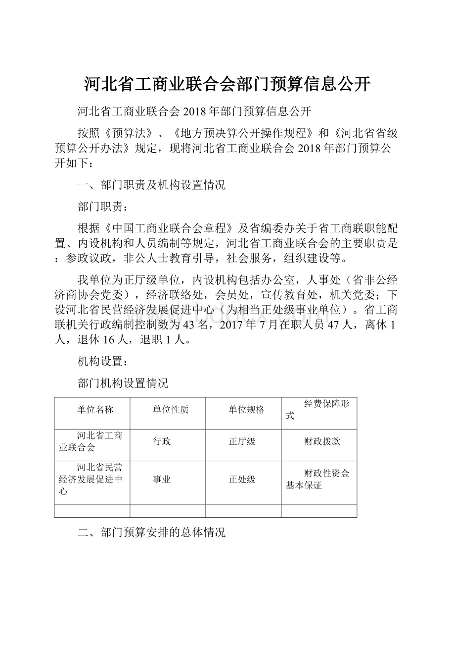 河北省工商业联合会部门预算信息公开.docx