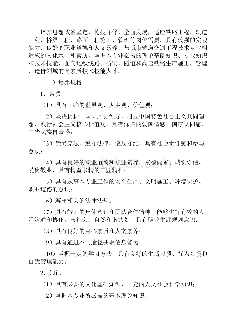 城轨道交通工程技术专业人才培养方案济源职业技术学院.docx_第2页