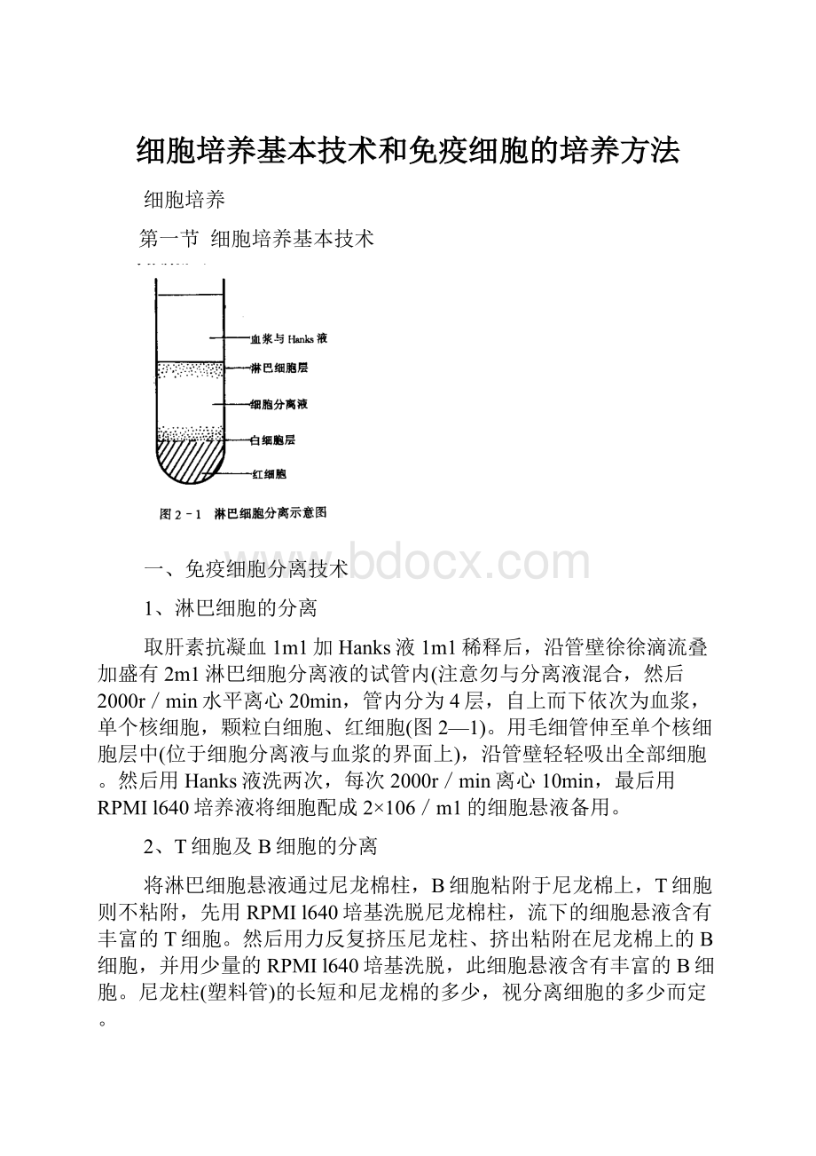 细胞培养基本技术和免疫细胞的培养方法.docx