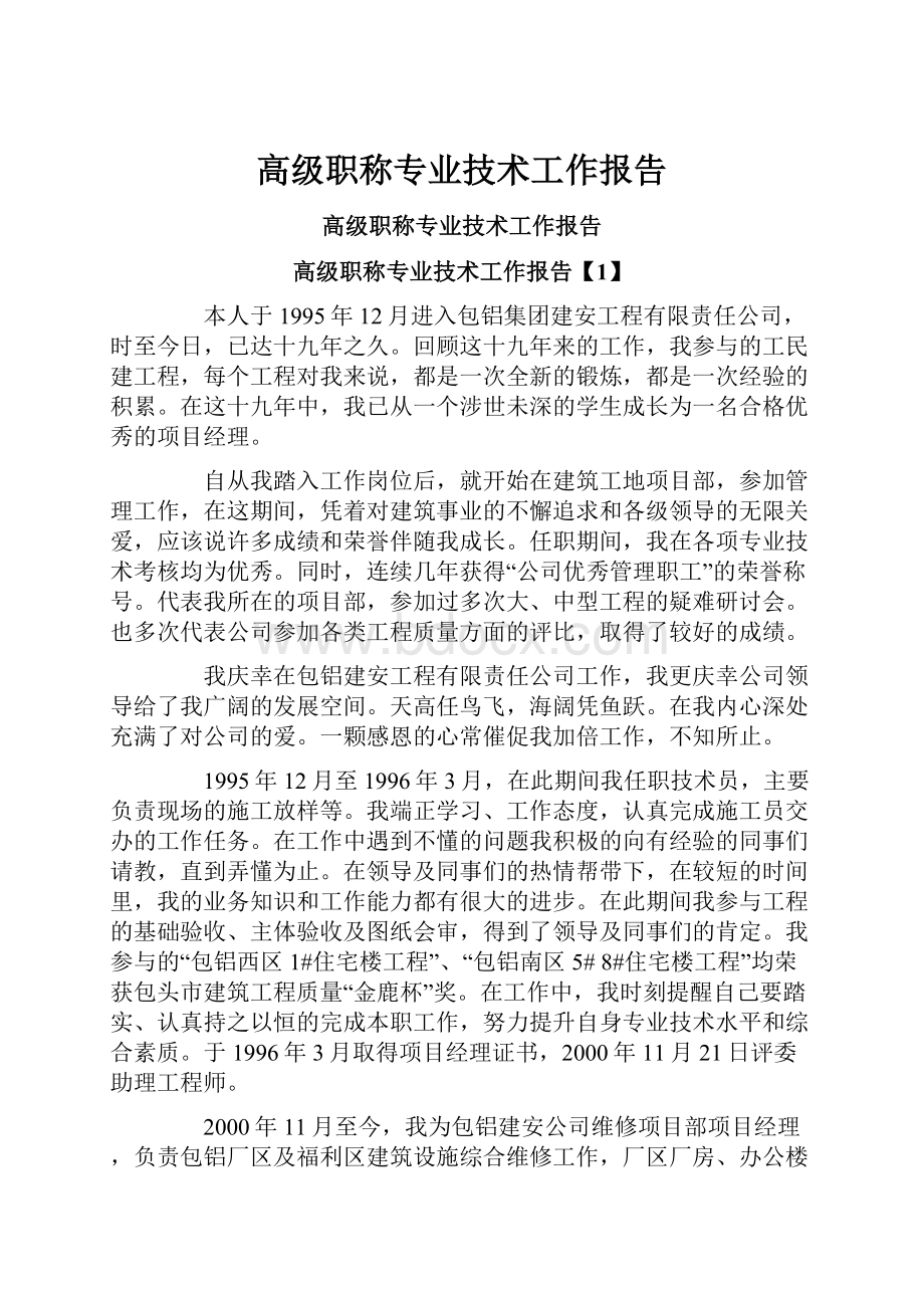 高级职称专业技术工作报告.docx_第1页