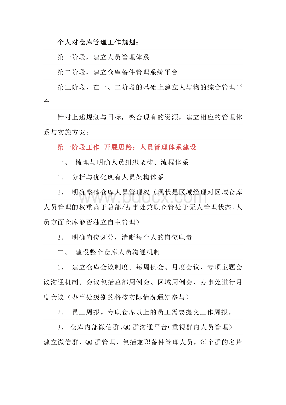 仓库人员工作计划书.docx