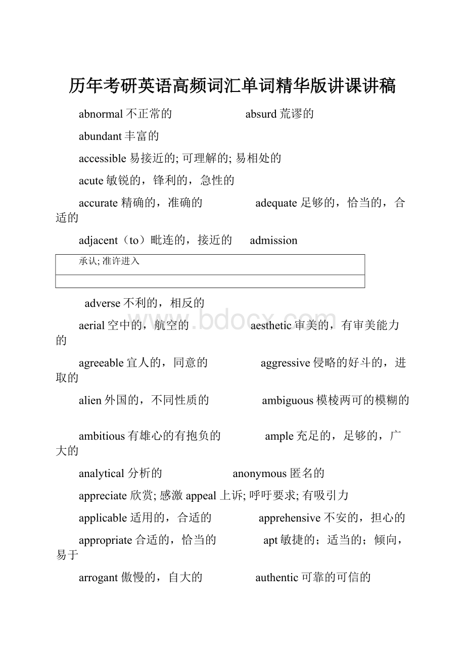 历年考研英语高频词汇单词精华版讲课讲稿.docx