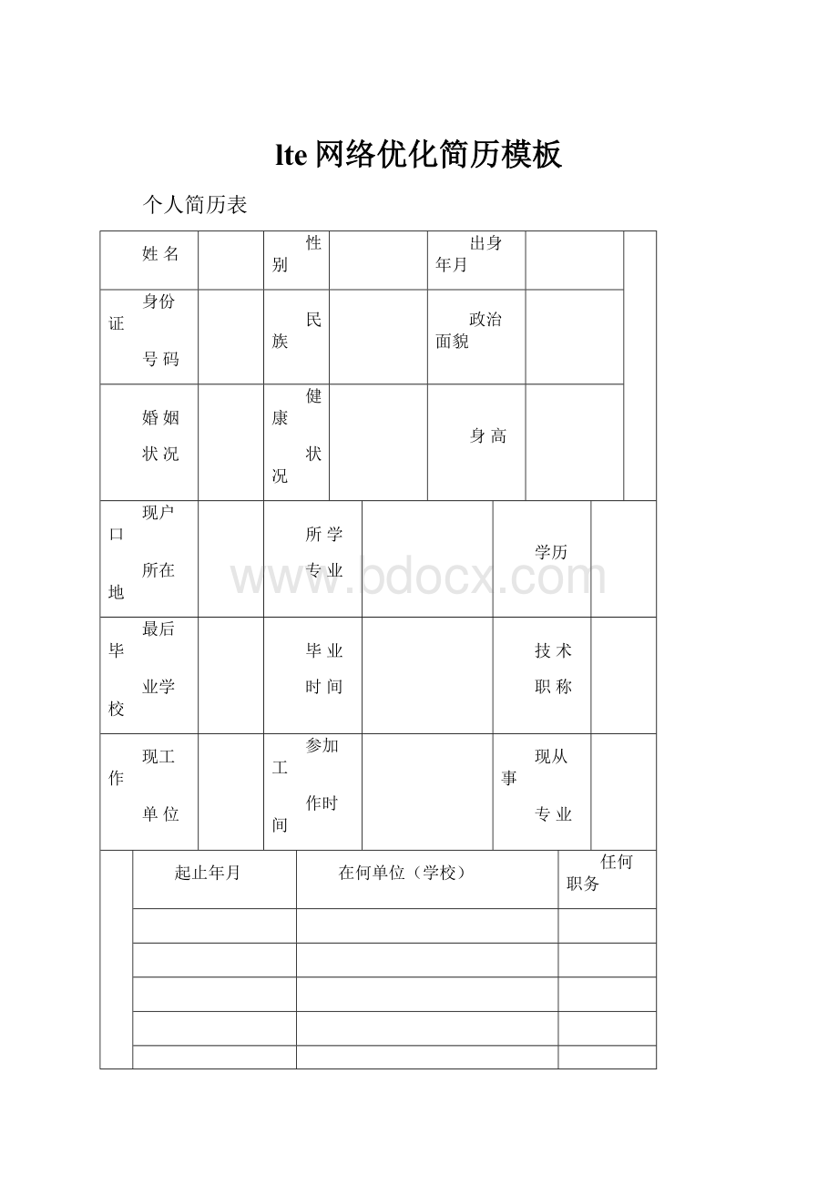 lte网络优化简历模板.docx_第1页