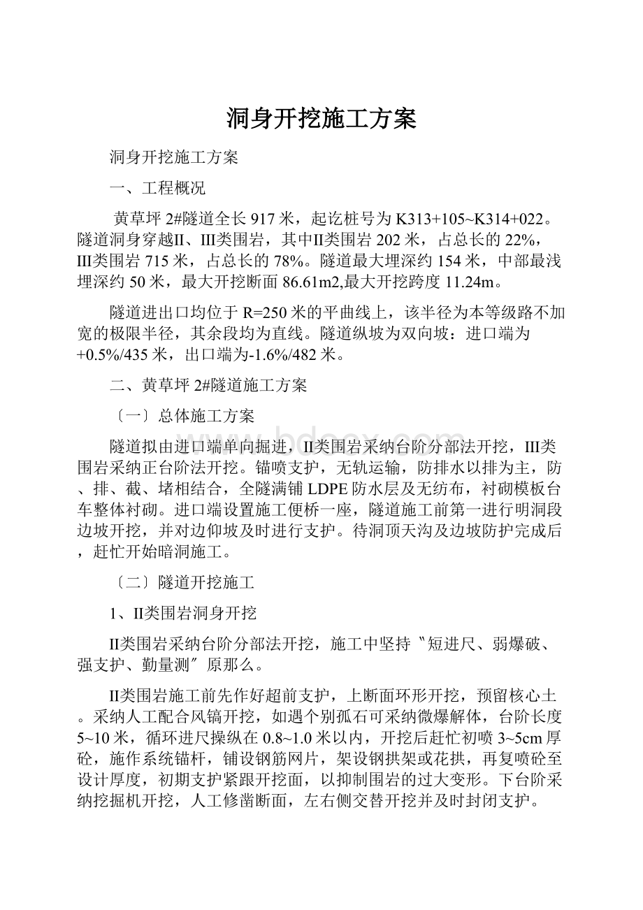 洞身开挖施工方案.docx