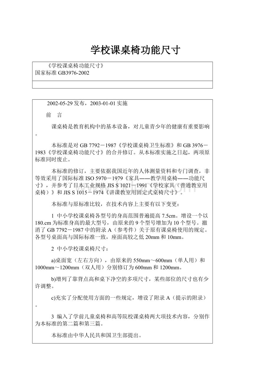 学校课桌椅功能尺寸.docx_第1页