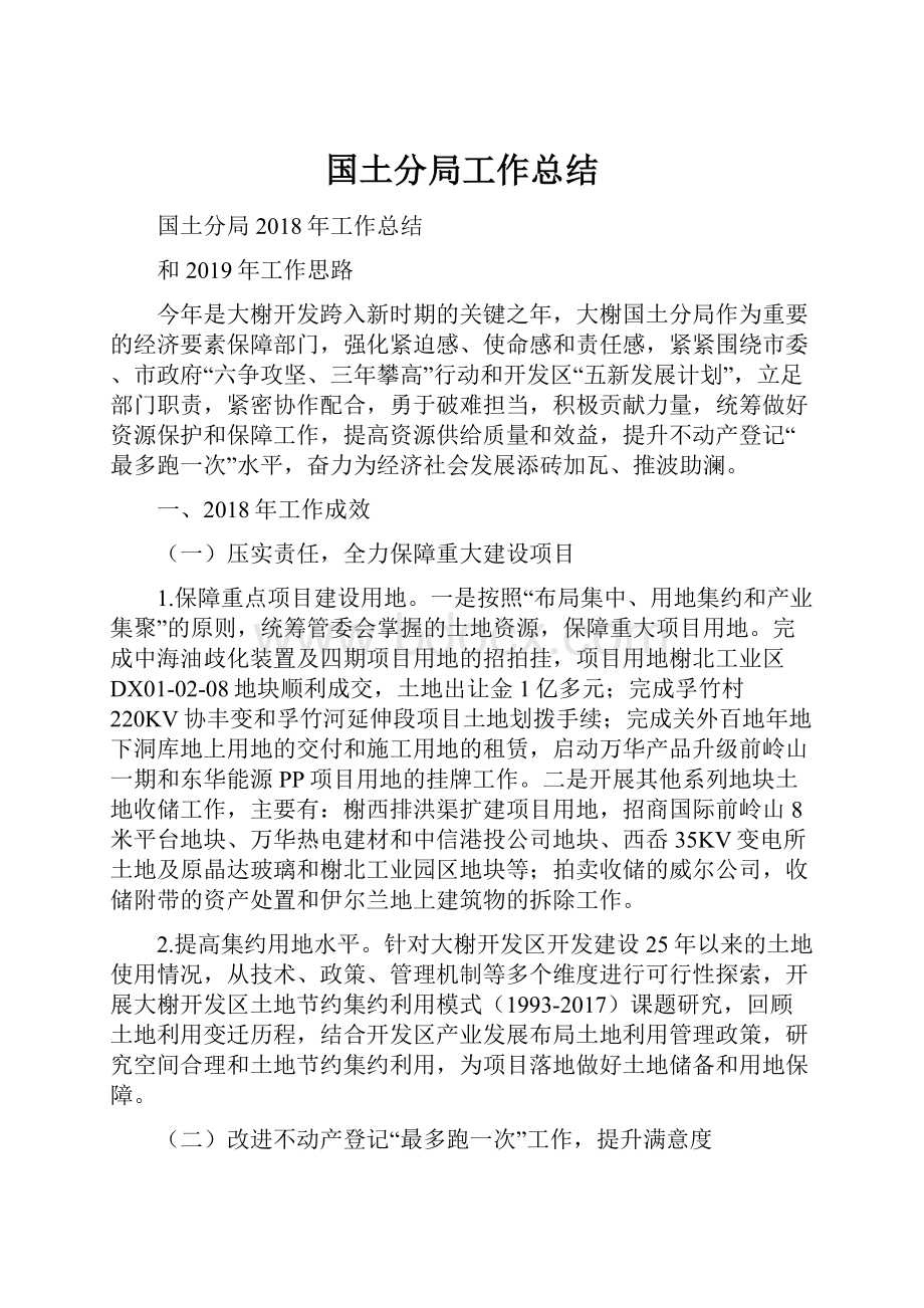 国土分局工作总结.docx