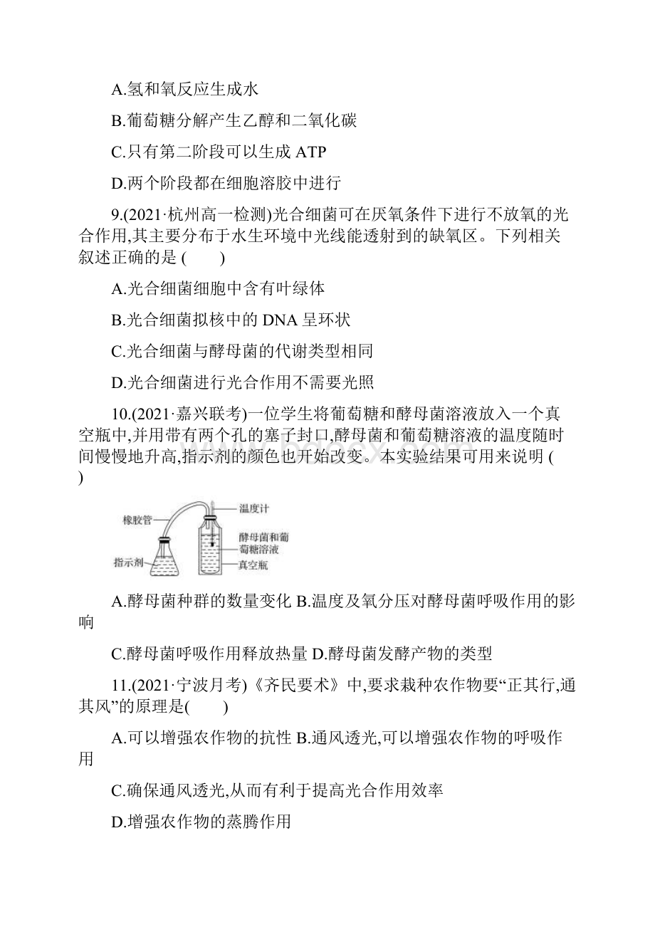 浙江省高中学业水平生物细胞呼吸和光合作用.docx_第3页