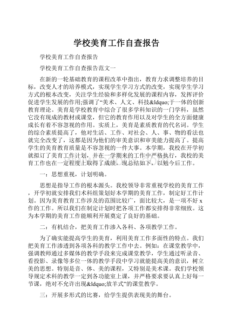 学校美育工作自查报告.docx