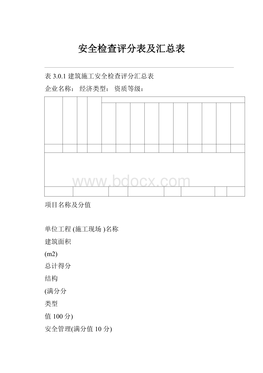 安全检查评分表及汇总表.docx_第1页