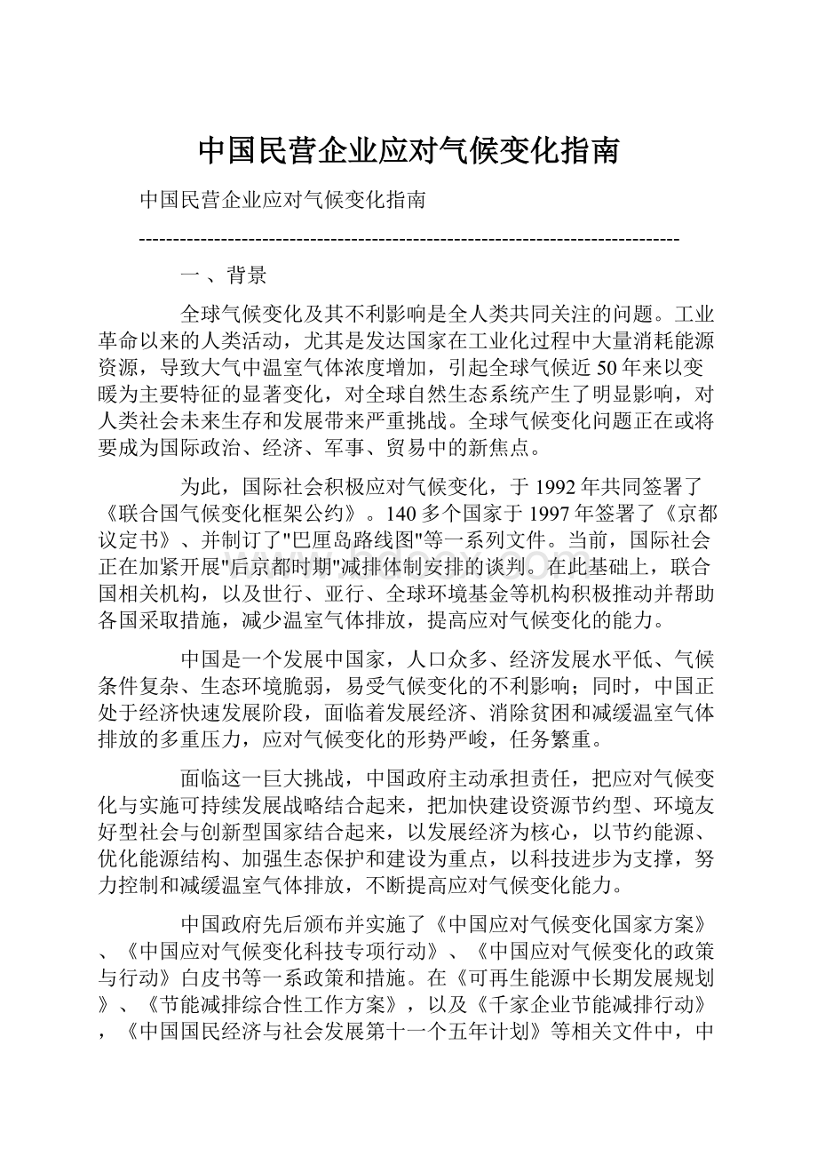 中国民营企业应对气候变化指南.docx