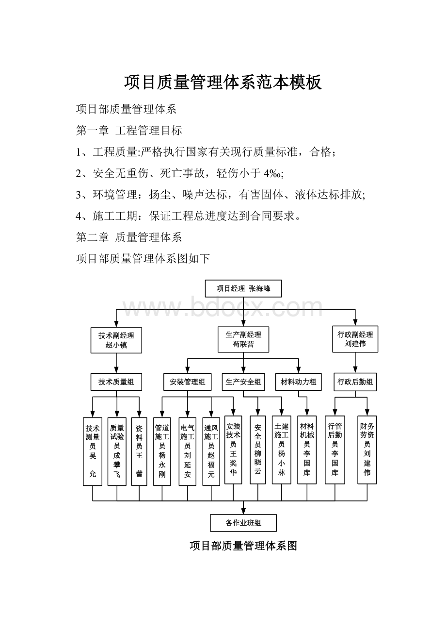 项目质量管理体系范本模板.docx