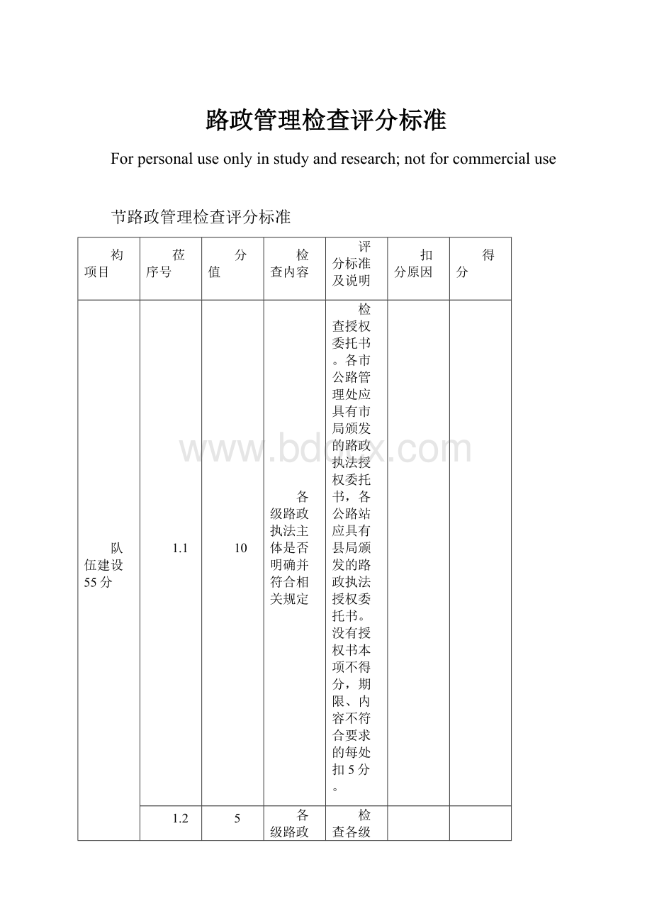 路政管理检查评分标准.docx