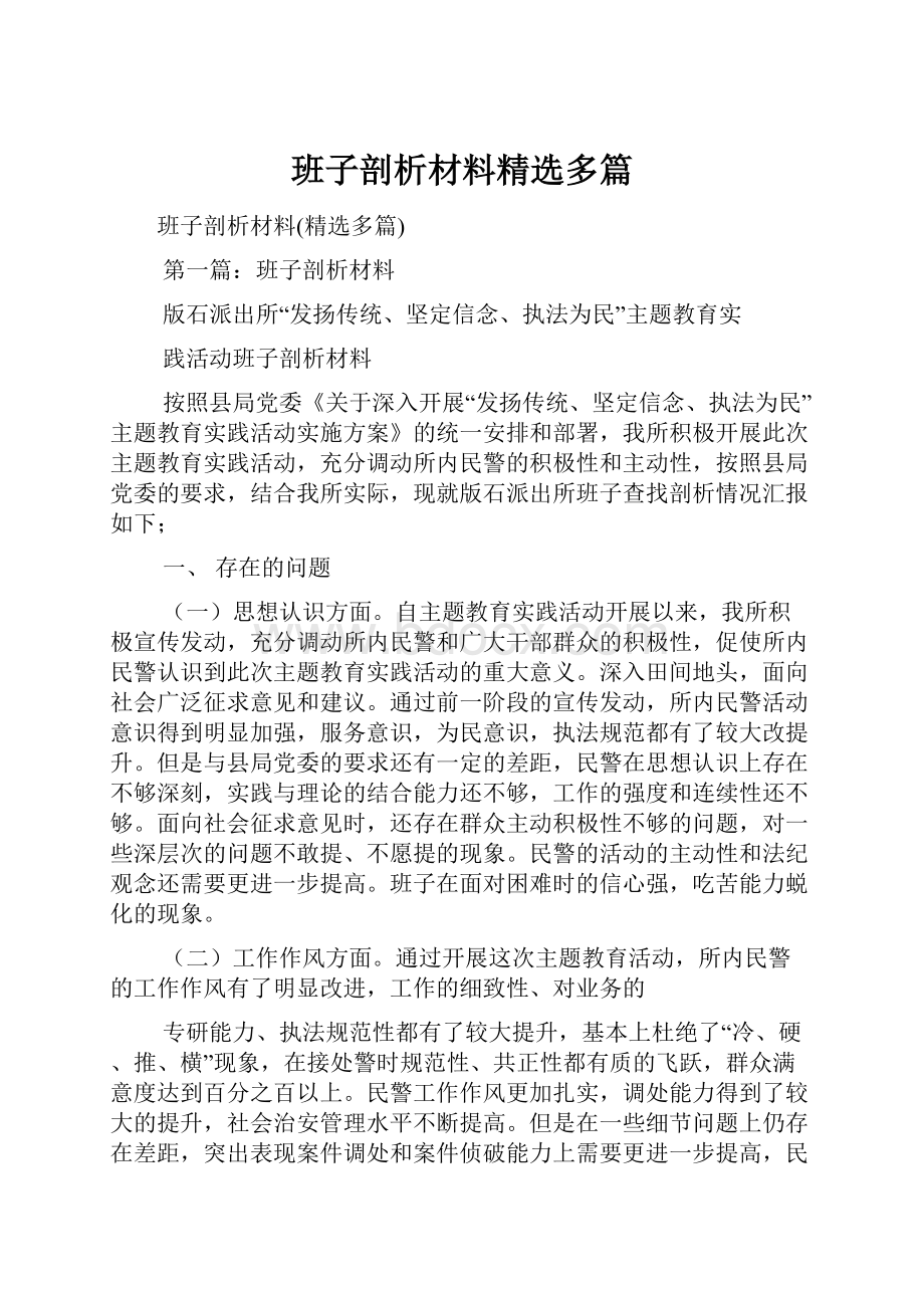 班子剖析材料精选多篇.docx_第1页