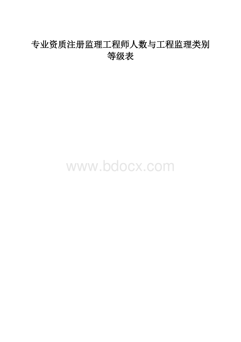 专业资质注册监理工程师人数与工程监理类别等级表.docx