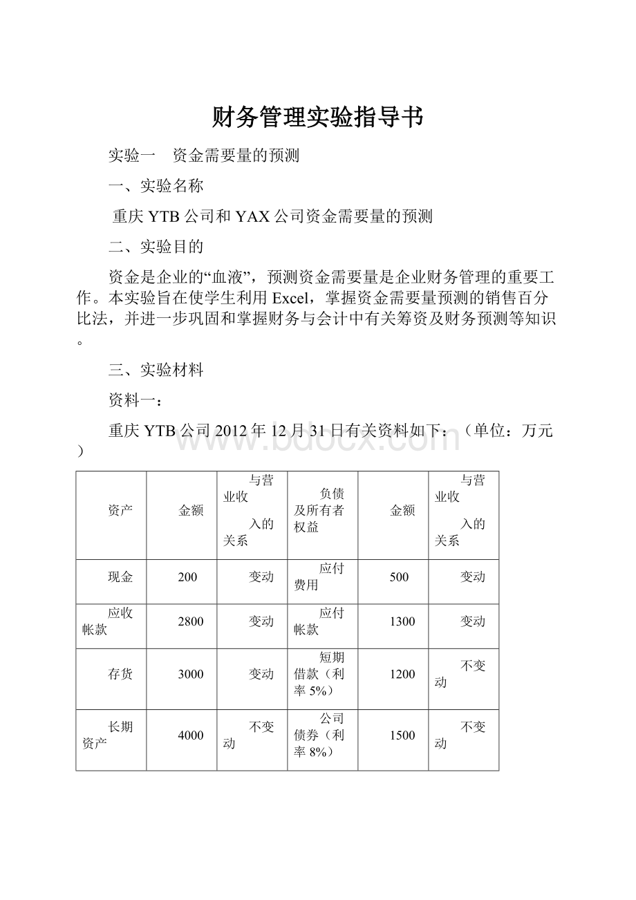 财务管理实验指导书.docx