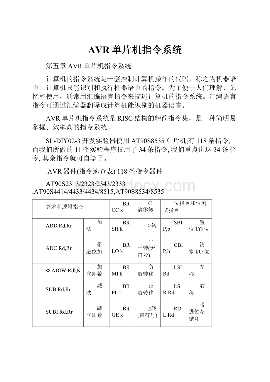 AVR单片机指令系统.docx