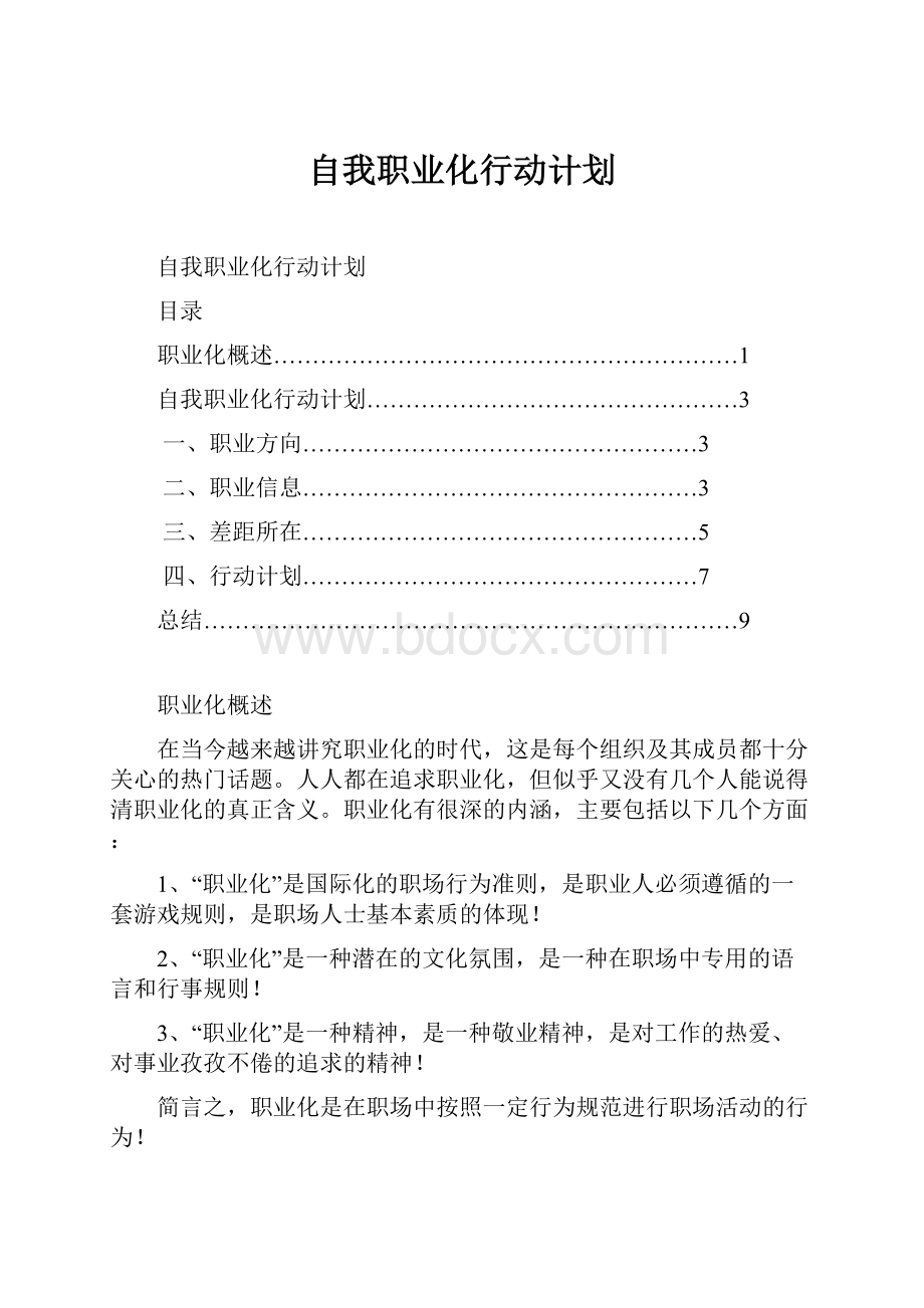 自我职业化行动计划.docx