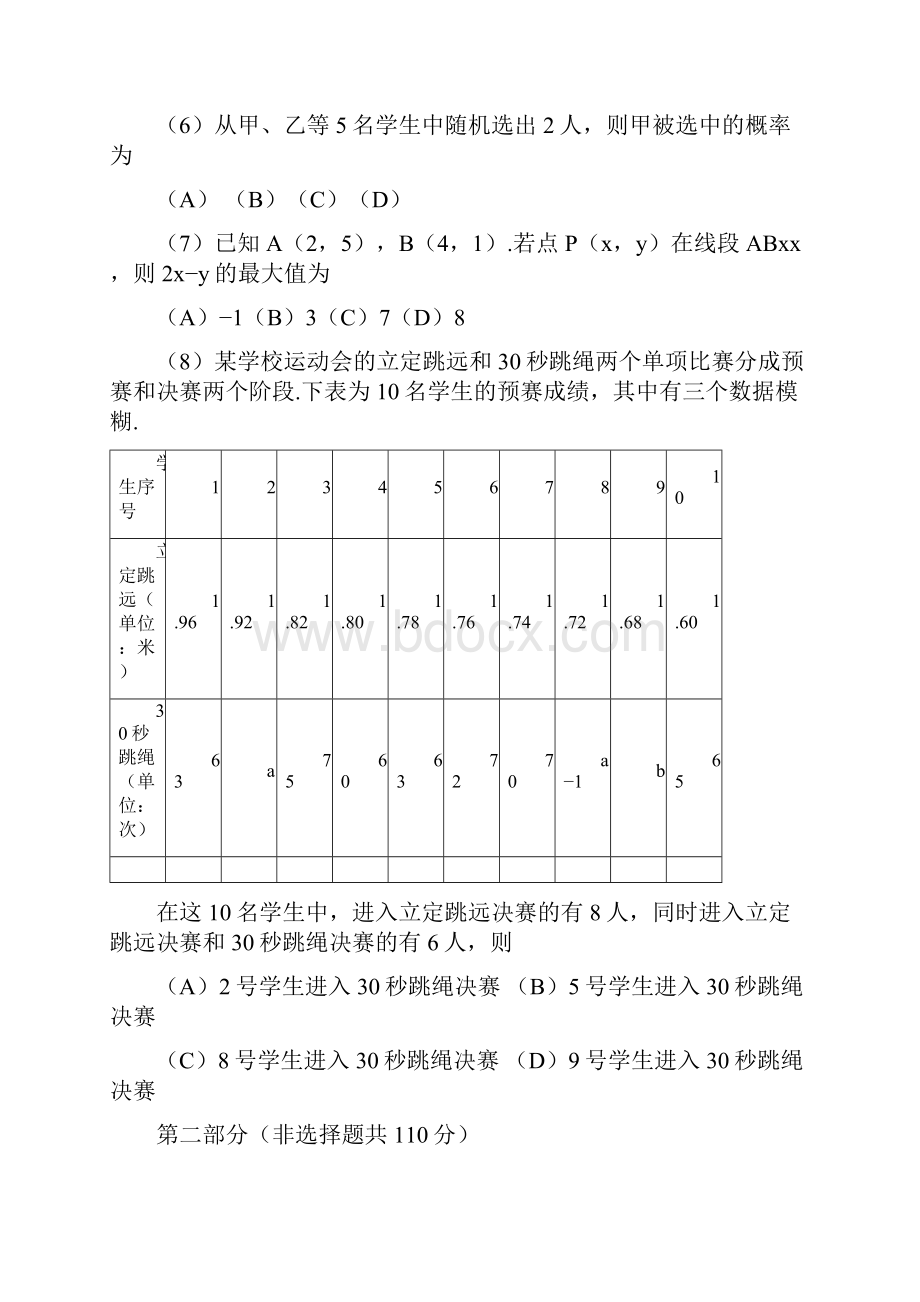 高考文科数学试题及答案.docx_第2页