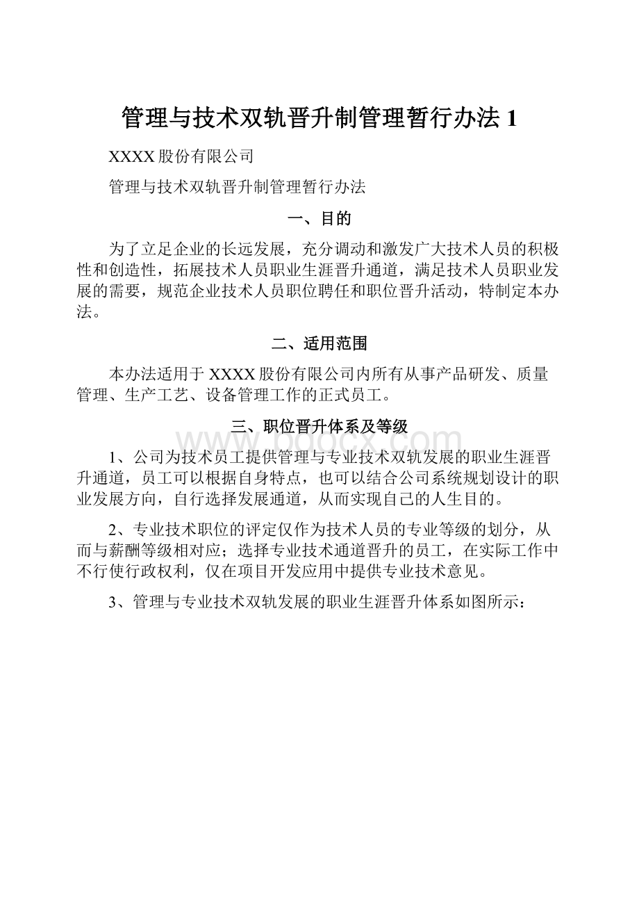 管理与技术双轨晋升制管理暂行办法1.docx