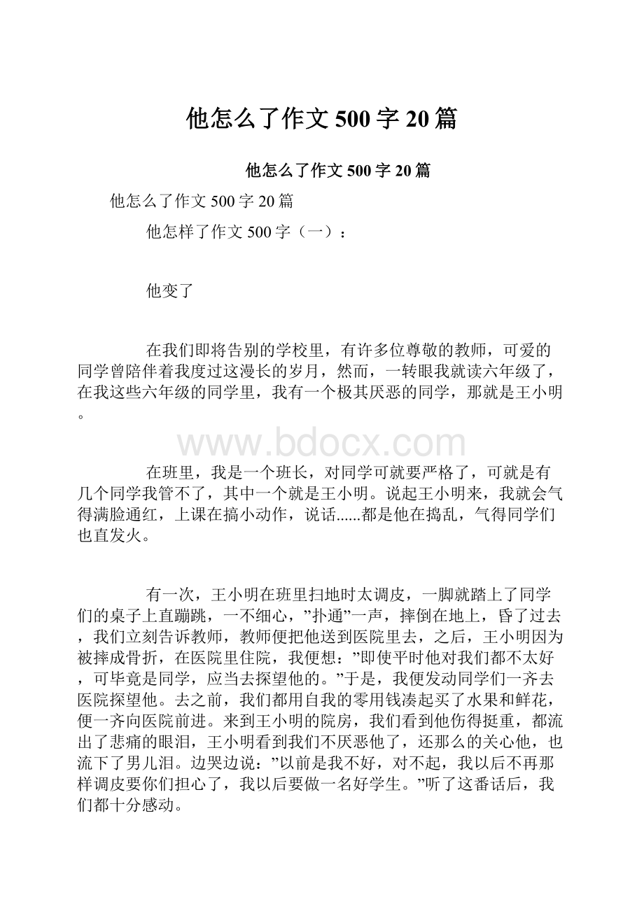 他怎么了作文500字20篇.docx