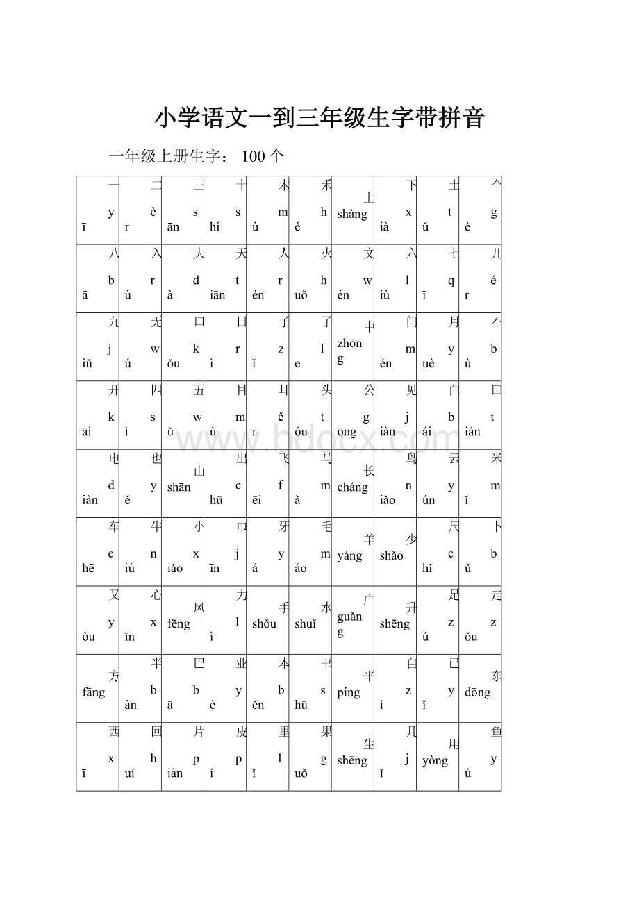 小学语文一到三年级生字带拼音.docx