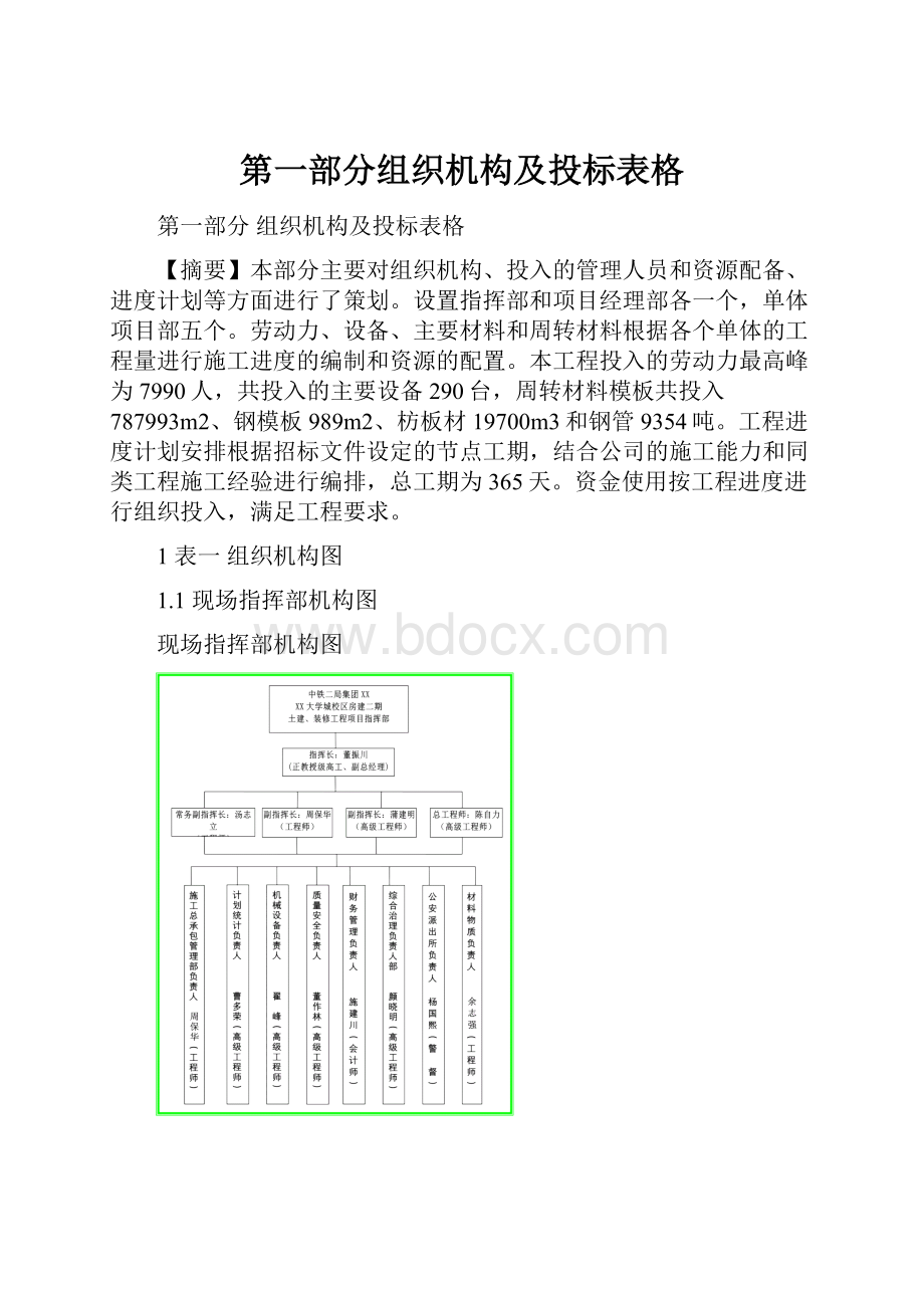 第一部分组织机构及投标表格.docx