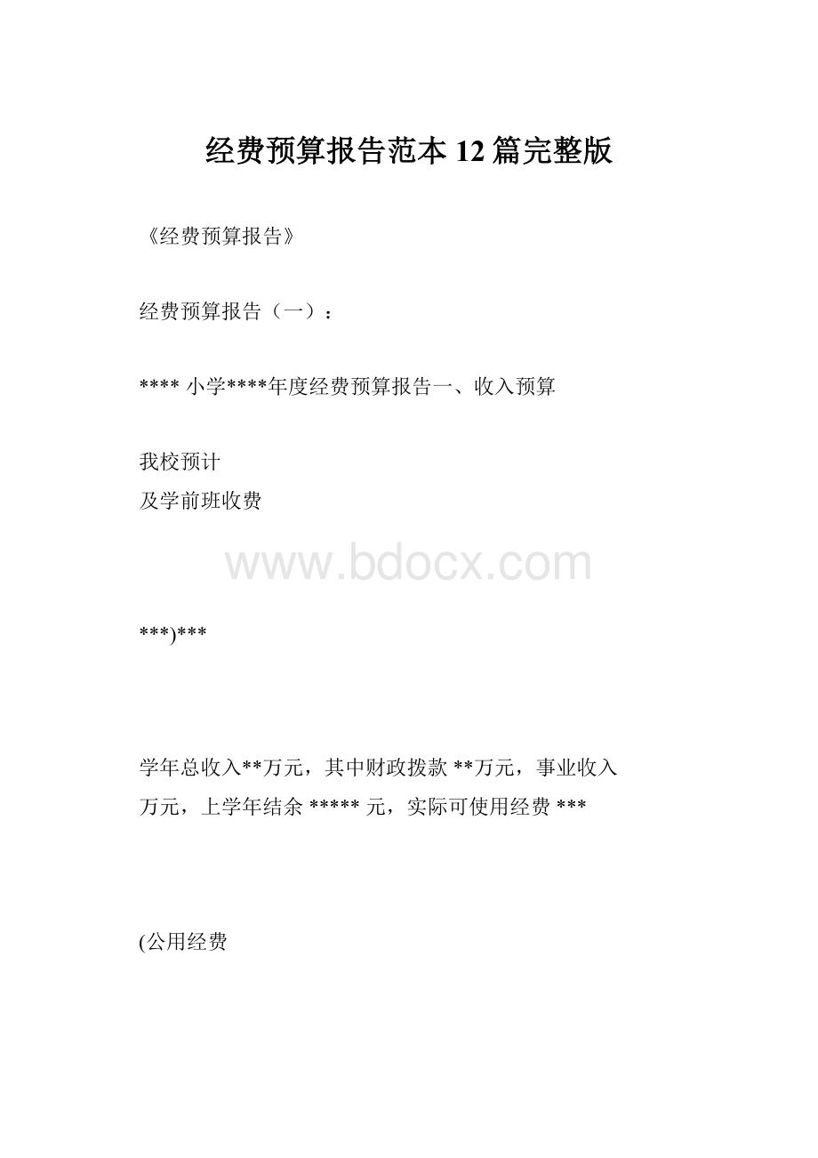 经费预算报告范本12篇完整版.docx