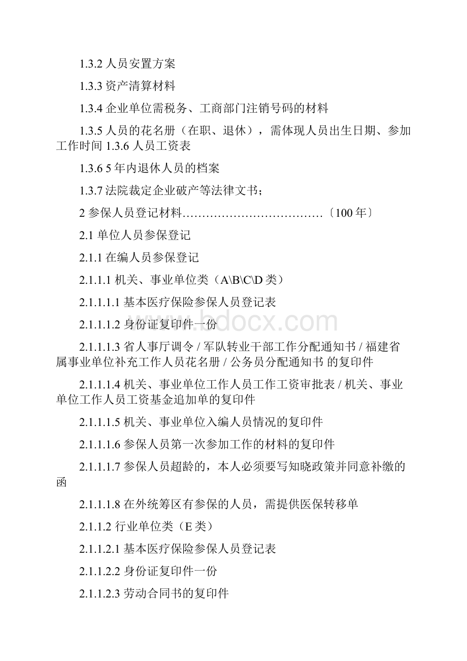 福建省医疗保险业务材料归档范围与保管期限表.docx_第3页