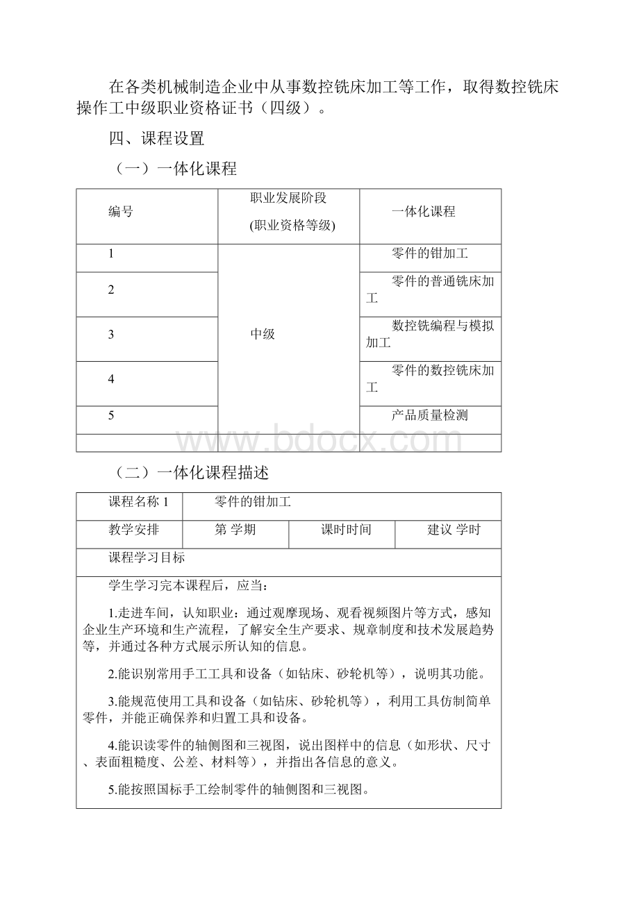 数控铣床一体化课程标准.docx_第2页