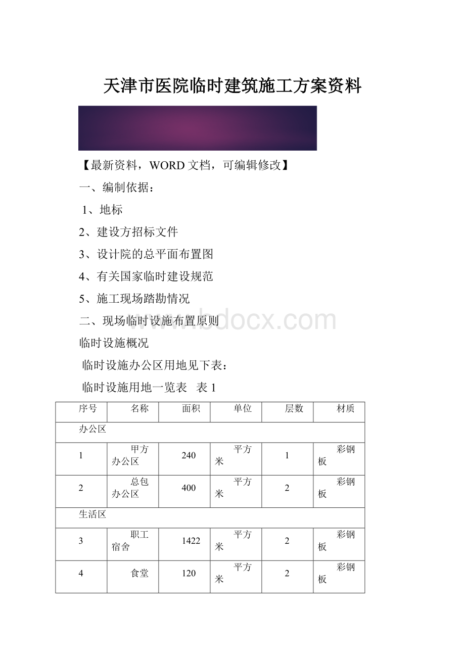 天津市医院临时建筑施工方案资料.docx_第1页