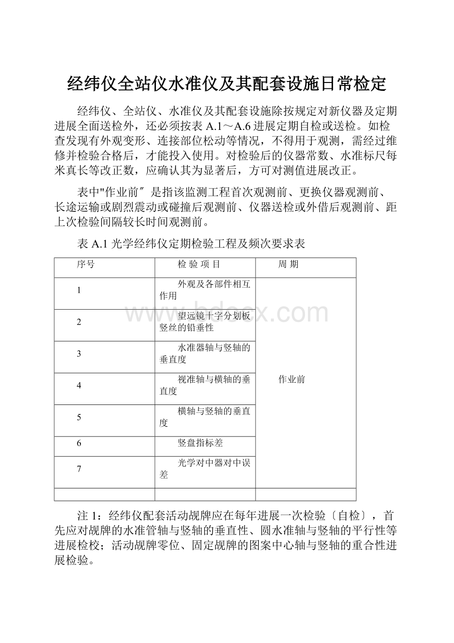 经纬仪全站仪水准仪及其配套设施日常检定.docx