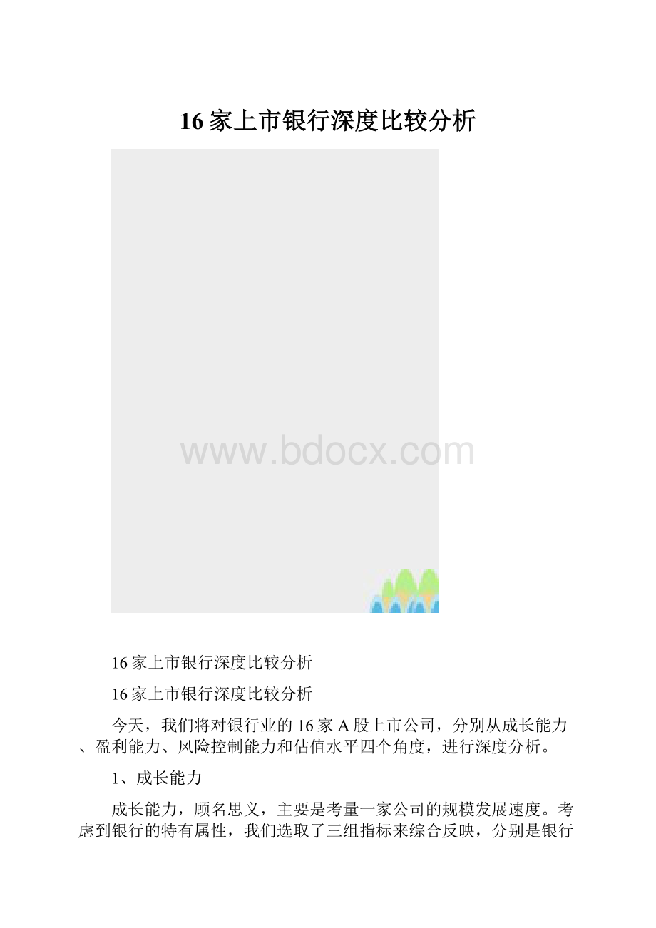 16家上市银行深度比较分析.docx