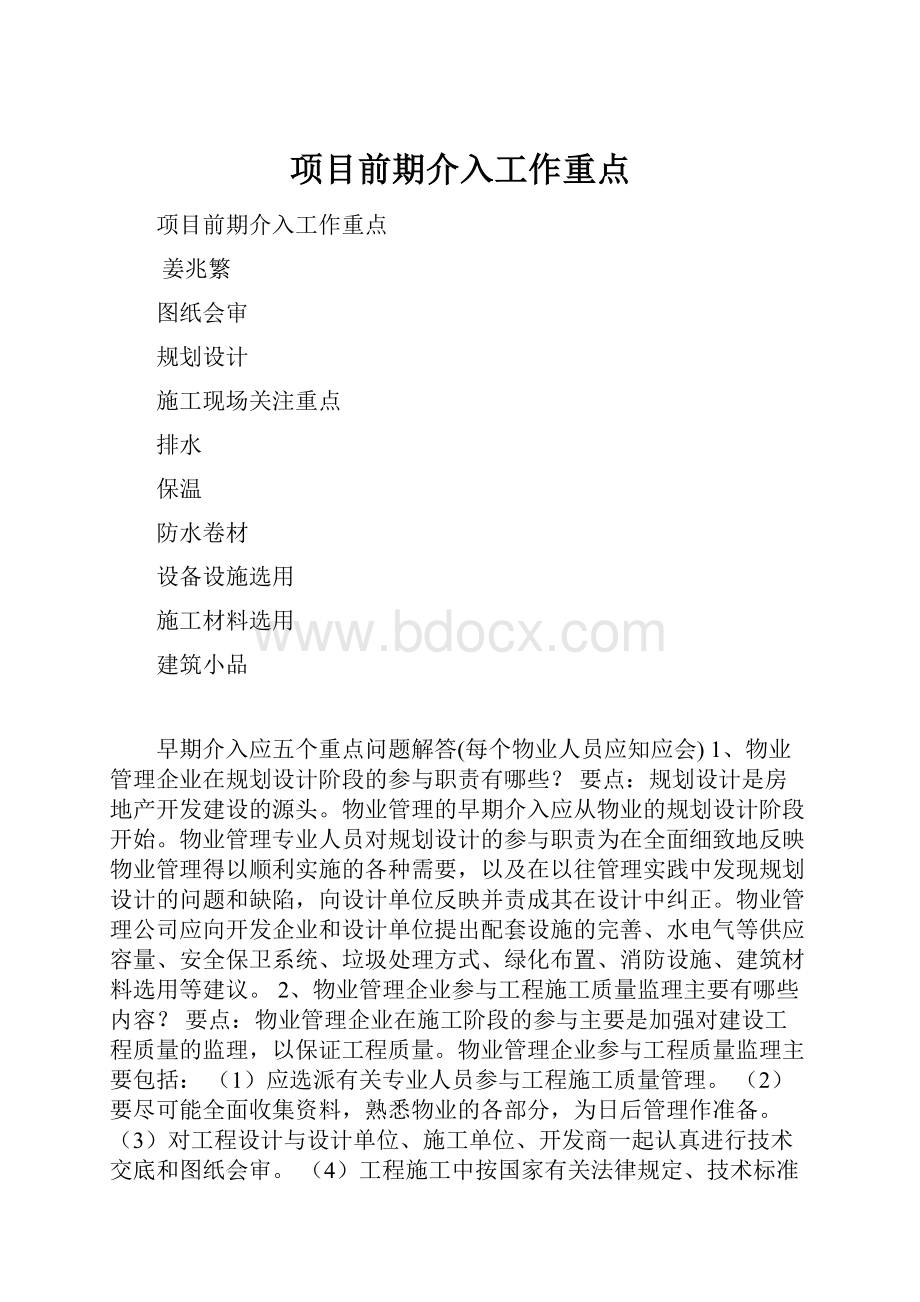 项目前期介入工作重点.docx