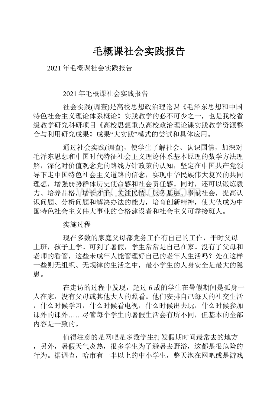 毛概课社会实践报告.docx