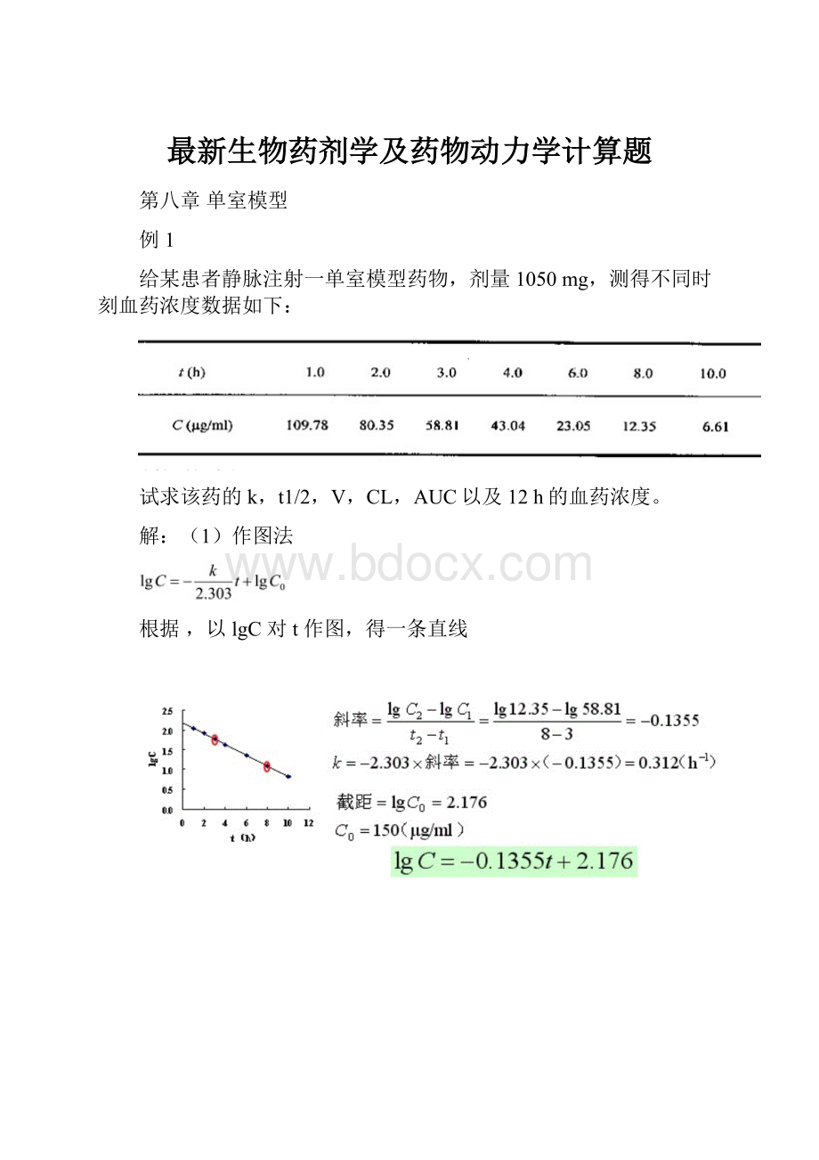 最新生物药剂学及药物动力学计算题.docx