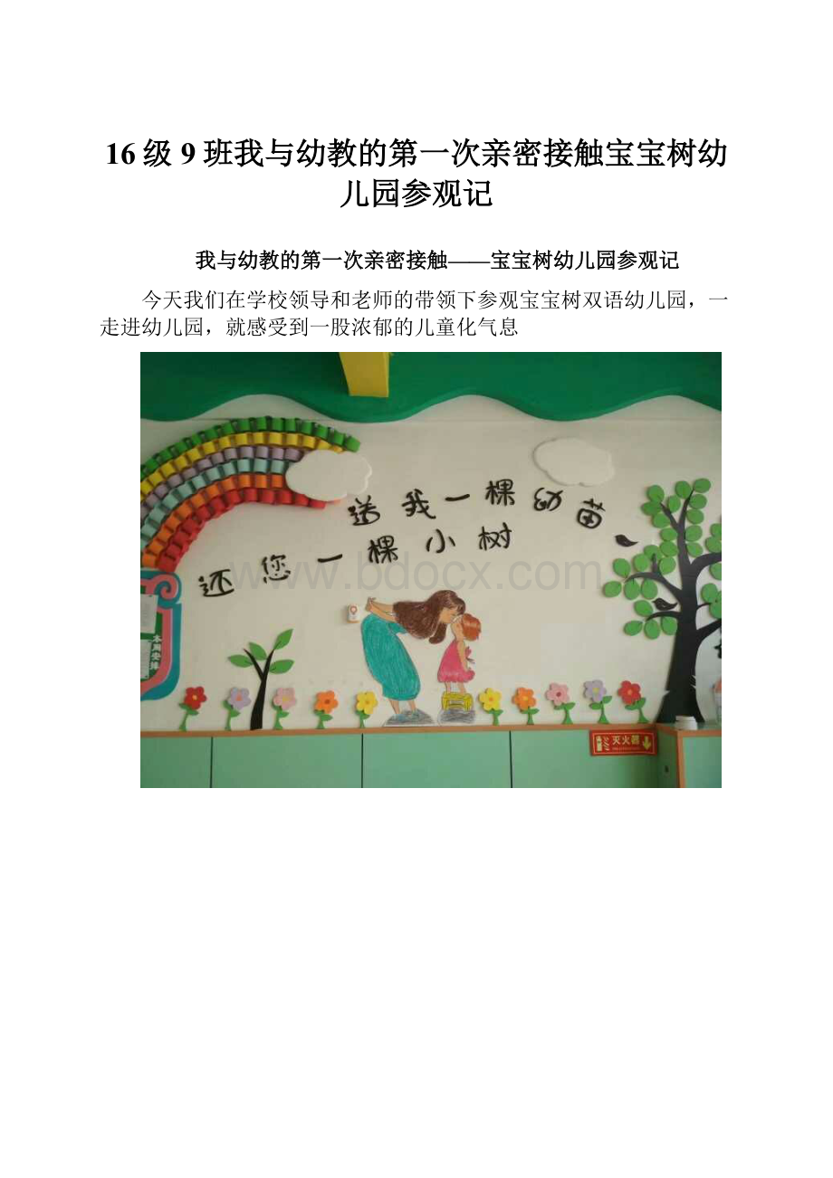 16级9班我与幼教的第一次亲密接触宝宝树幼儿园参观记.docx_第1页