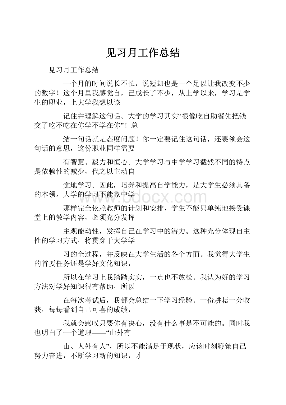 见习月工作总结.docx