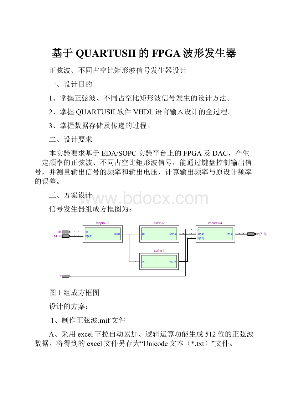 基于QUARTUSII的FPGA波形发生器.docx_第1页