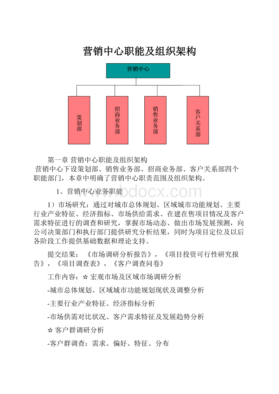 营销中心职能及组织架构.docx