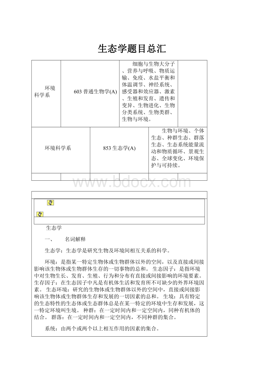 生态学题目总汇.docx