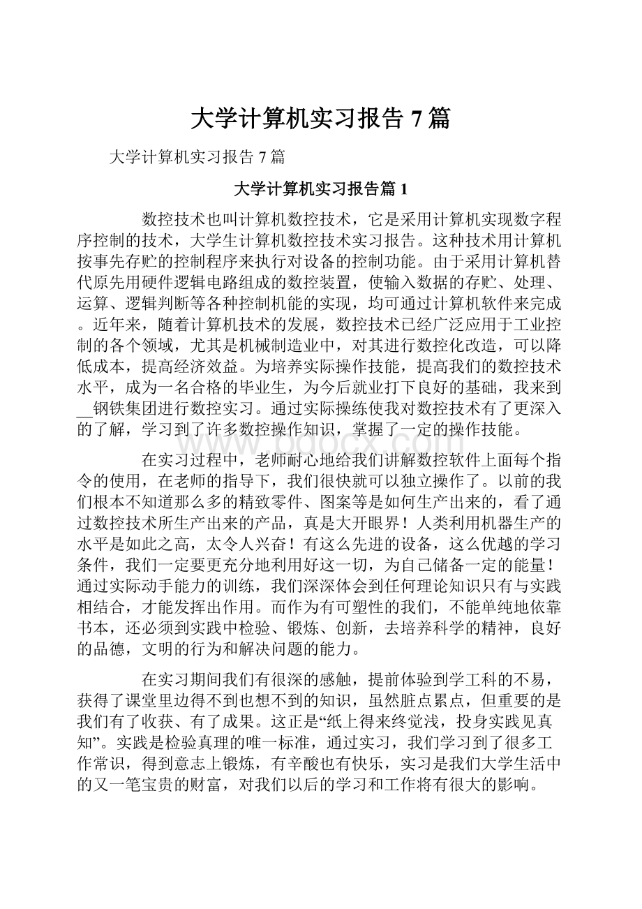 大学计算机实习报告7篇.docx