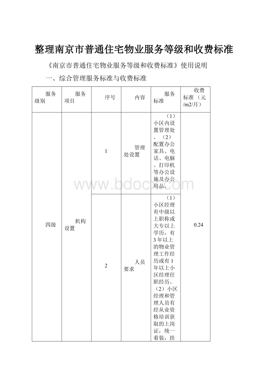 整理南京市普通住宅物业服务等级和收费标准.docx_第1页