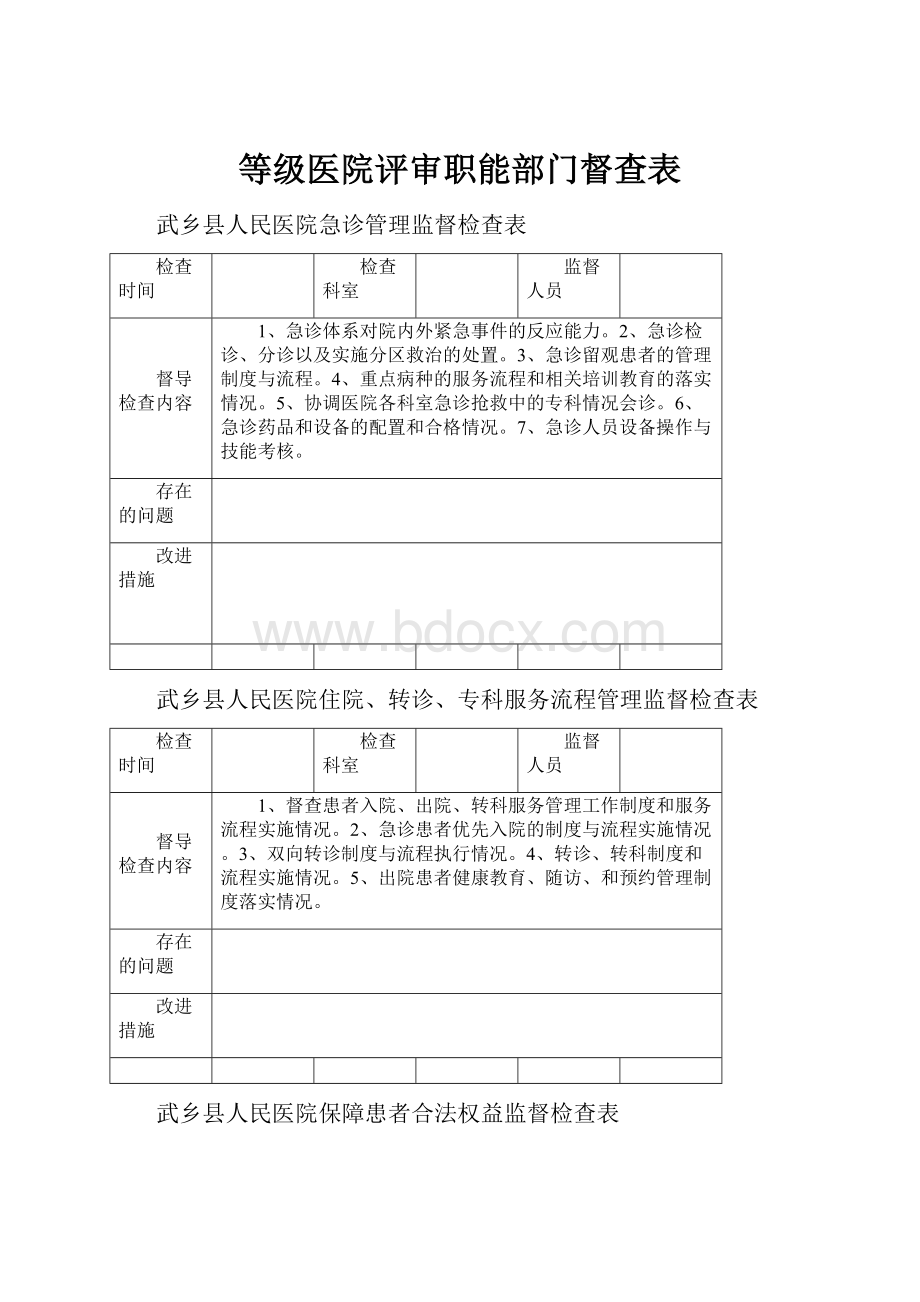 等级医院评审职能部门督查表.docx