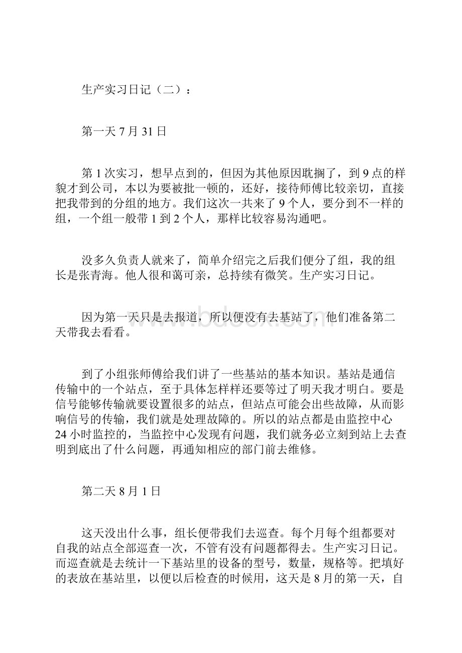 专题范文推荐生产实习日记.docx_第2页