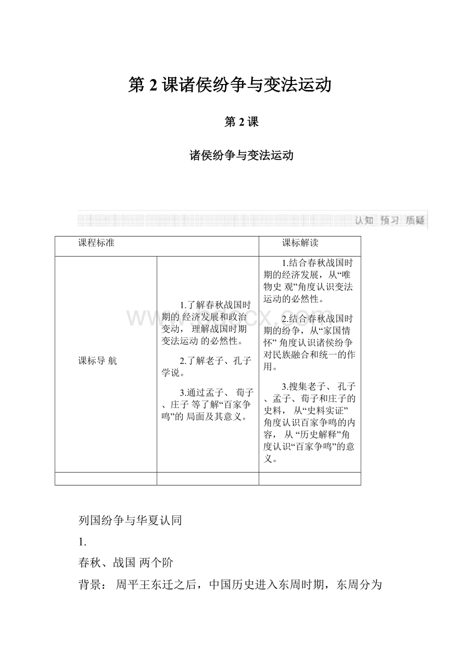 第2课诸侯纷争与变法运动.docx