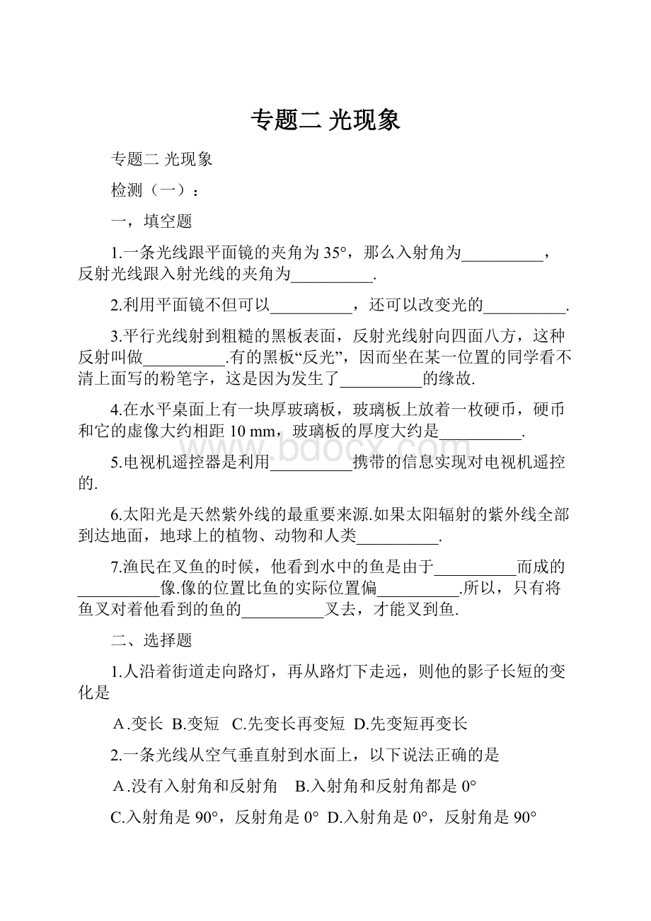 专题二 光现象.docx