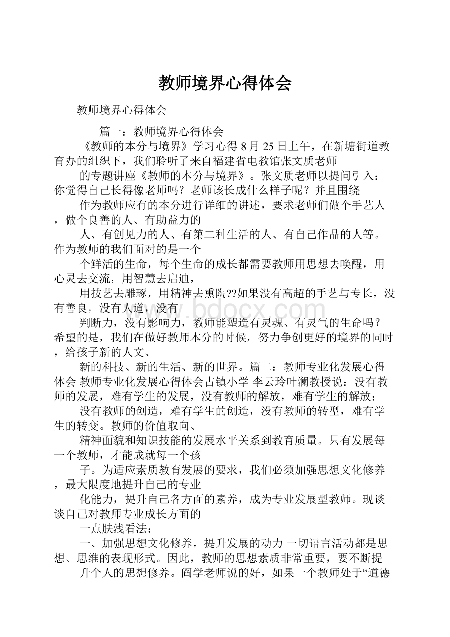 教师境界心得体会.docx