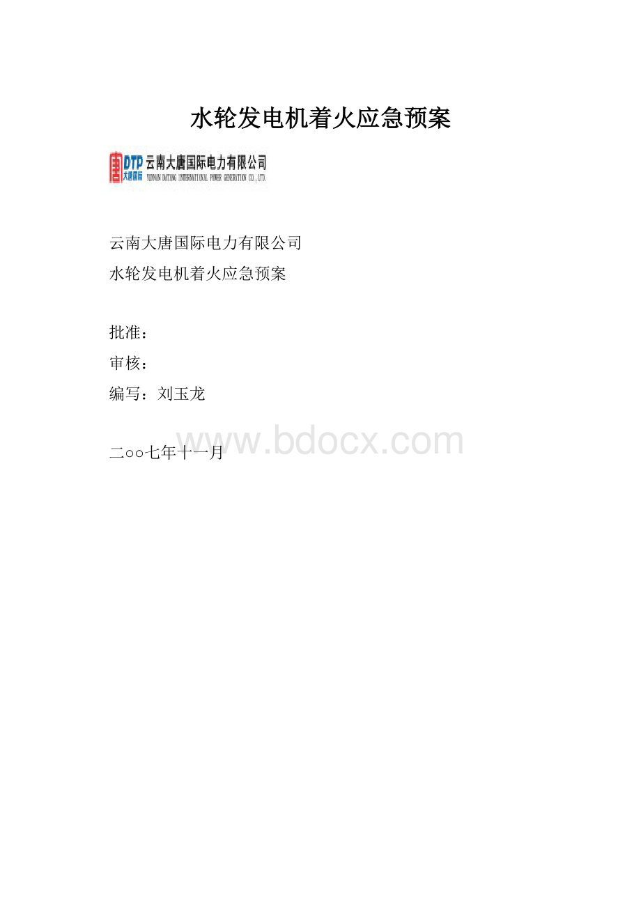 水轮发电机着火应急预案.docx