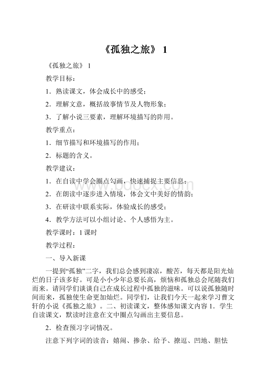 《孤独之旅》 1.docx